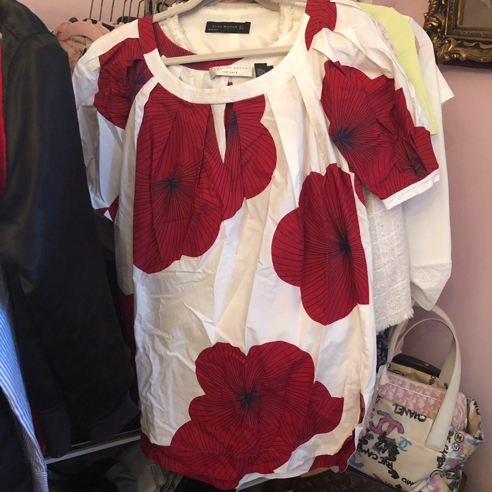 Charles Nolan shirt/blouse white/red
